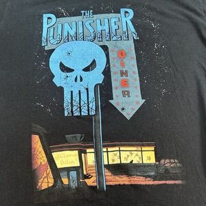 Marvel The Punisher Dinner T Shirt Men Medium 40X26 Black Skull Graphic Shirt